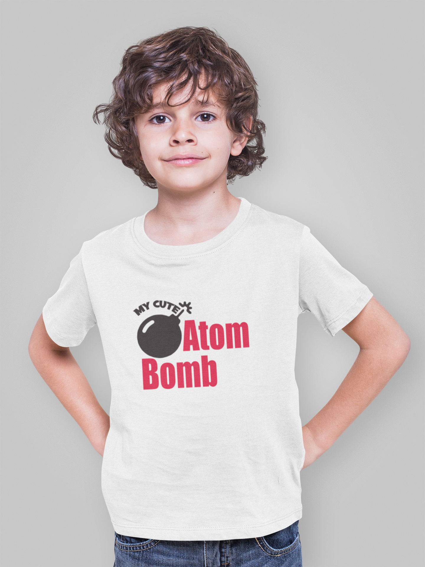 My Cute Atom Bomb Half Sleeves T-Shirt for Boy-FunkyTeesClub