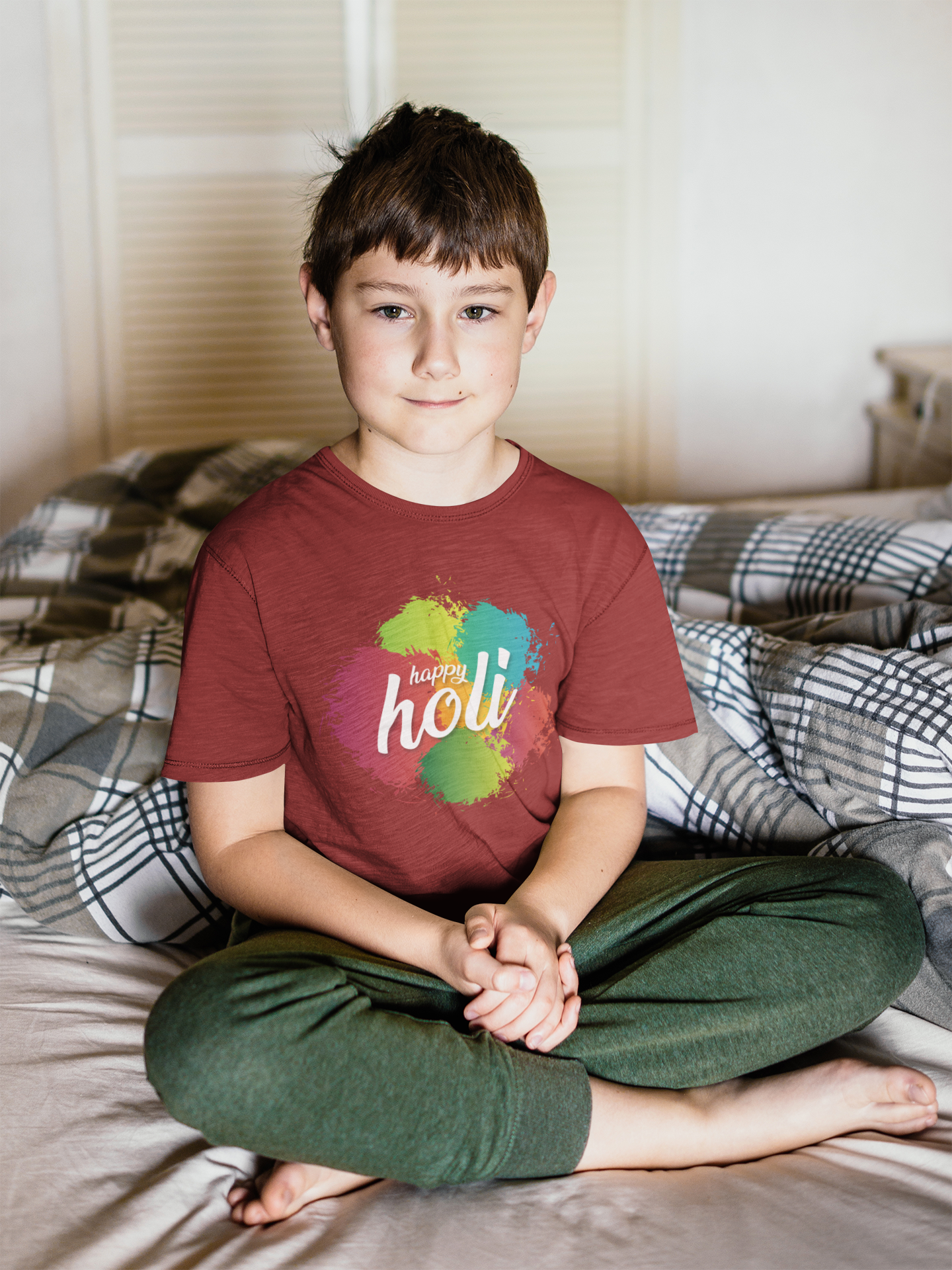 Happy Holi Half Sleeves T-Shirt for Boy-FunkyTeesClub