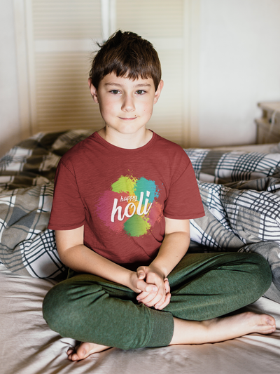 Happy Holi Half Sleeves T-Shirt for Boy-FunkyTeesClub