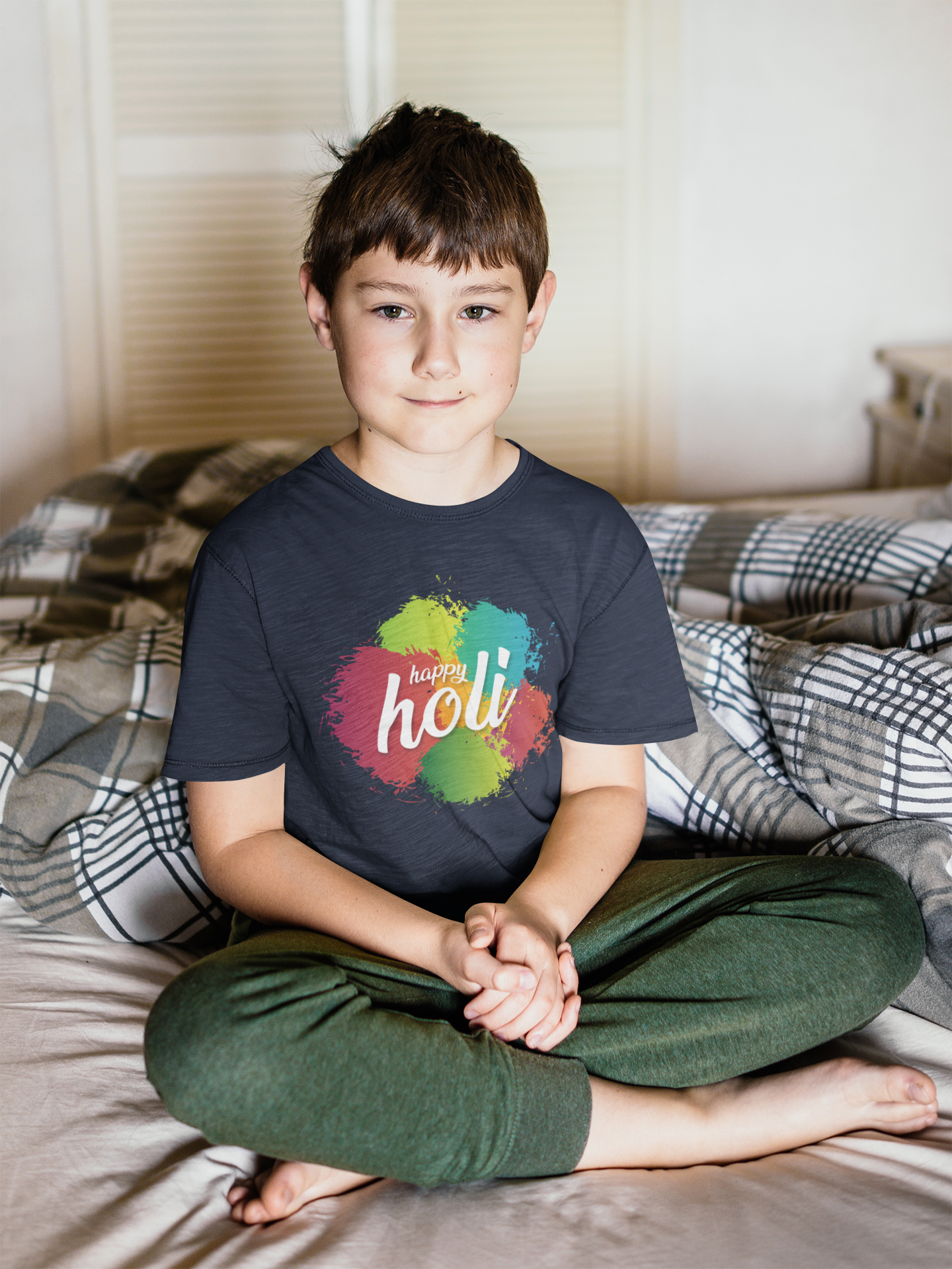 Happy Holi Half Sleeves T-Shirt for Boy-FunkyTeesClub