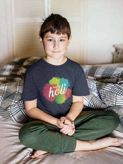 Happy Holi Half Sleeves T-Shirt for Boy-FunkyTeesClub