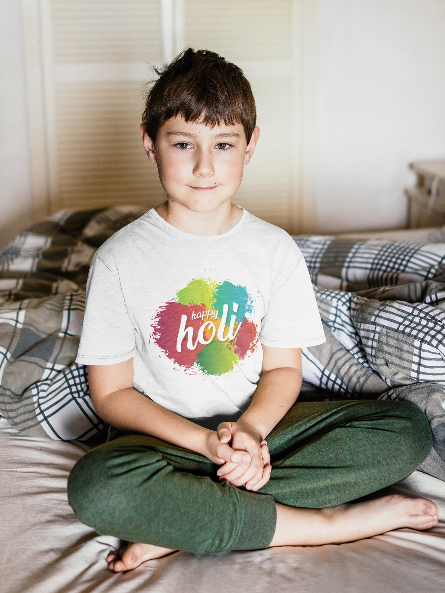 Happy Holi Half Sleeves T-Shirt for Boy-FunkyTeesClub