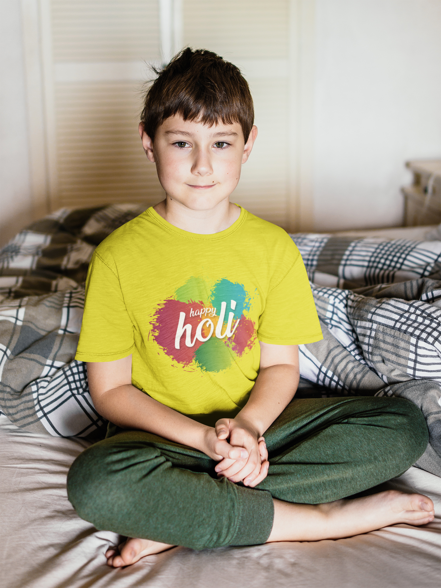 Happy Holi Half Sleeves T-Shirt for Boy-FunkyTeesClub