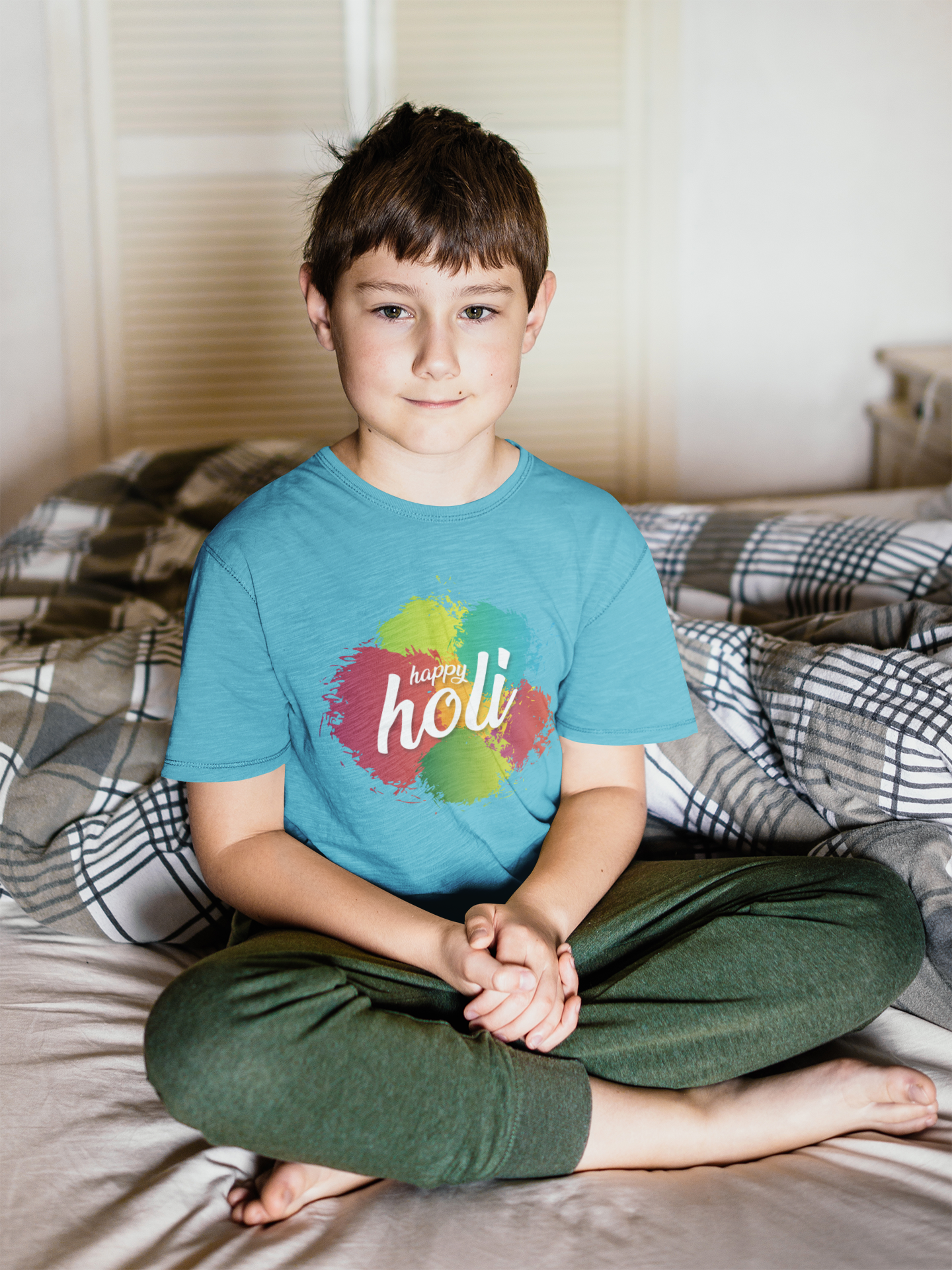 Happy Holi Half Sleeves T-Shirt for Boy-FunkyTeesClub
