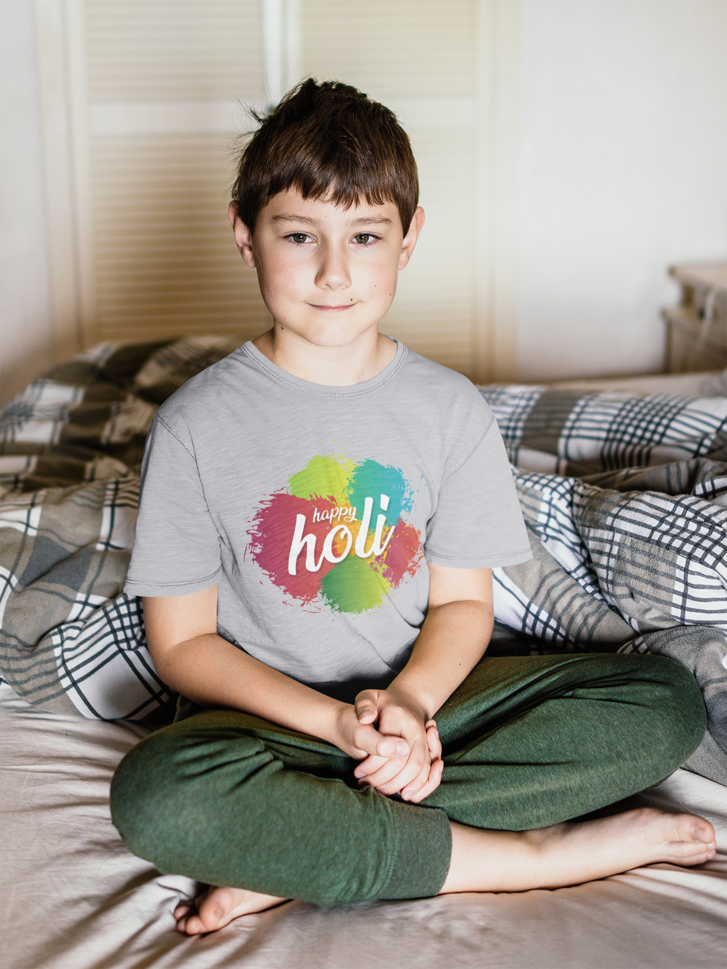 Happy Holi Half Sleeves T-Shirt for Boy-FunkyTeesClub