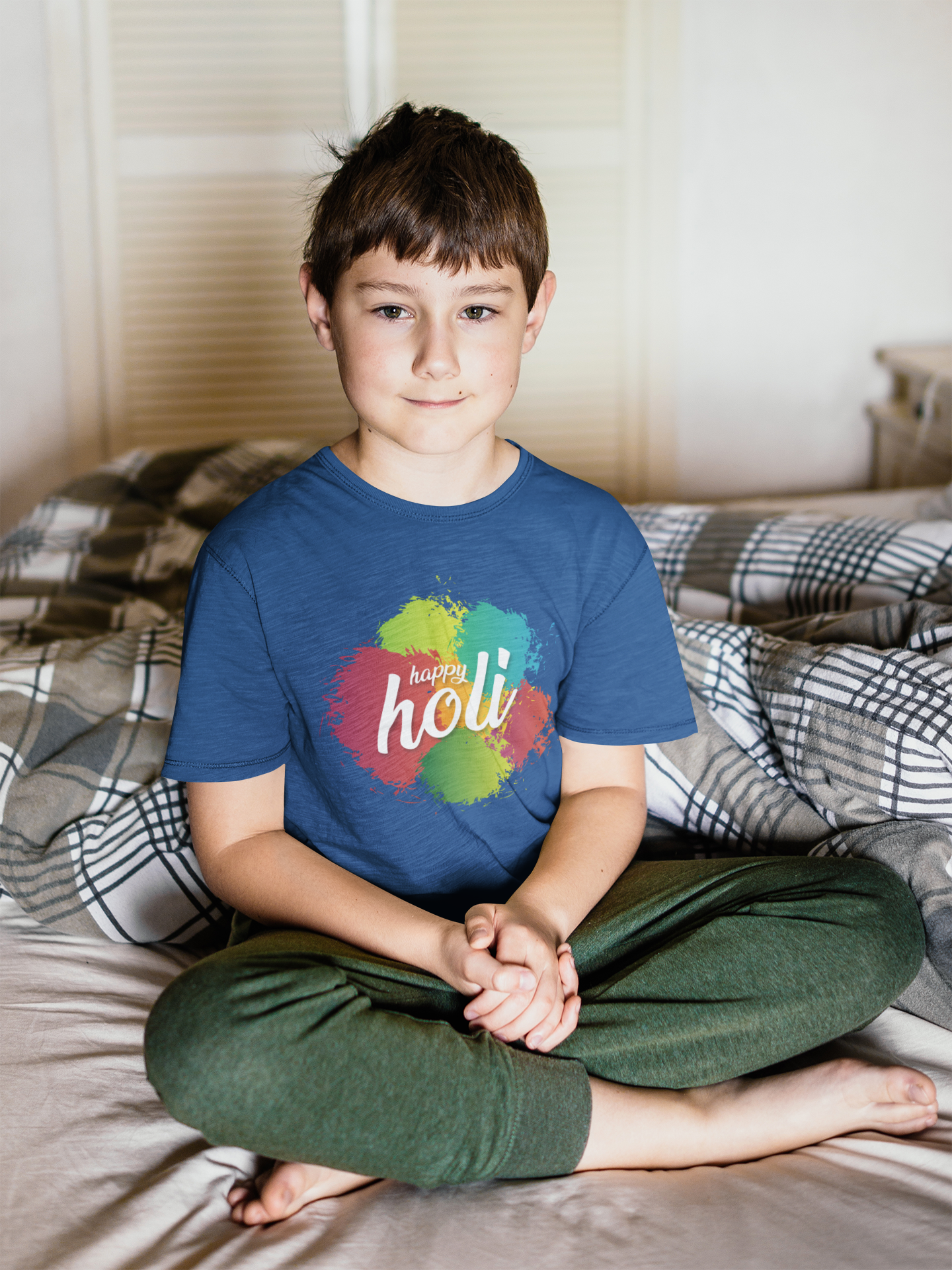 Happy Holi Half Sleeves T-Shirt for Boy-FunkyTeesClub