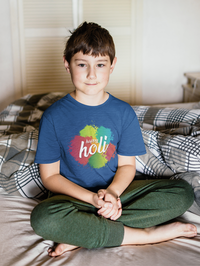 Happy Holi Half Sleeves T-Shirt for Boy-FunkyTeesClub
