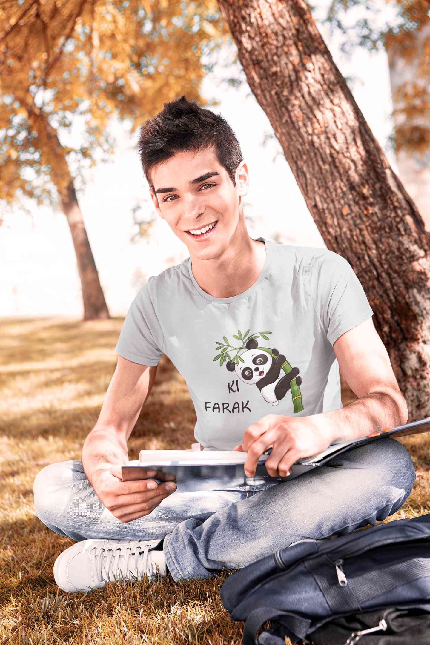 Ki Farak Panda Graphic Funny Mens Half Sleeves T-shirt- FunkyTeesClub