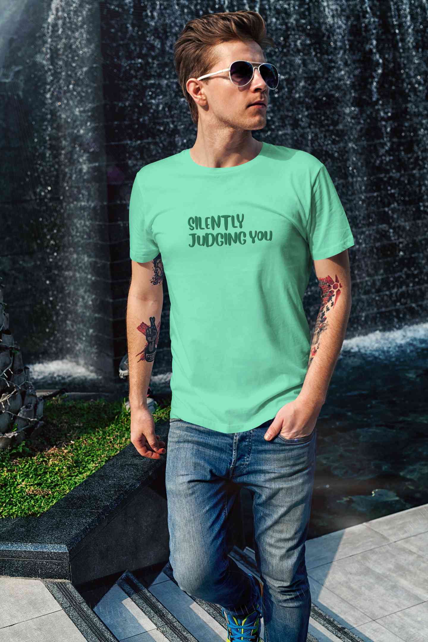 Judging You Mens Half Sleeves T-shirt- FunkyTeesClub
