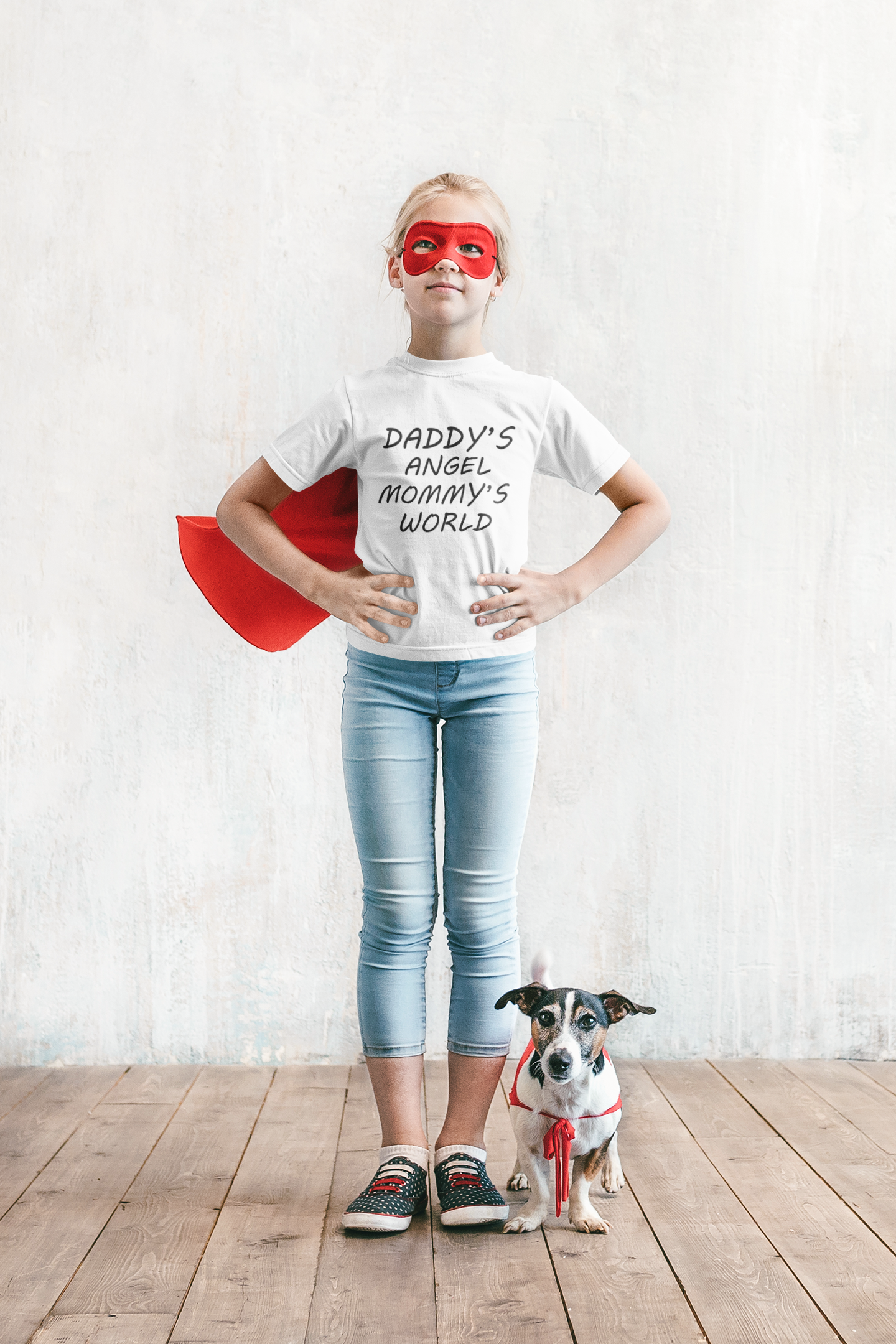 Daddys Angel Mommys World Half Sleeves T-Shirt For Girls -FunkyTeesClub