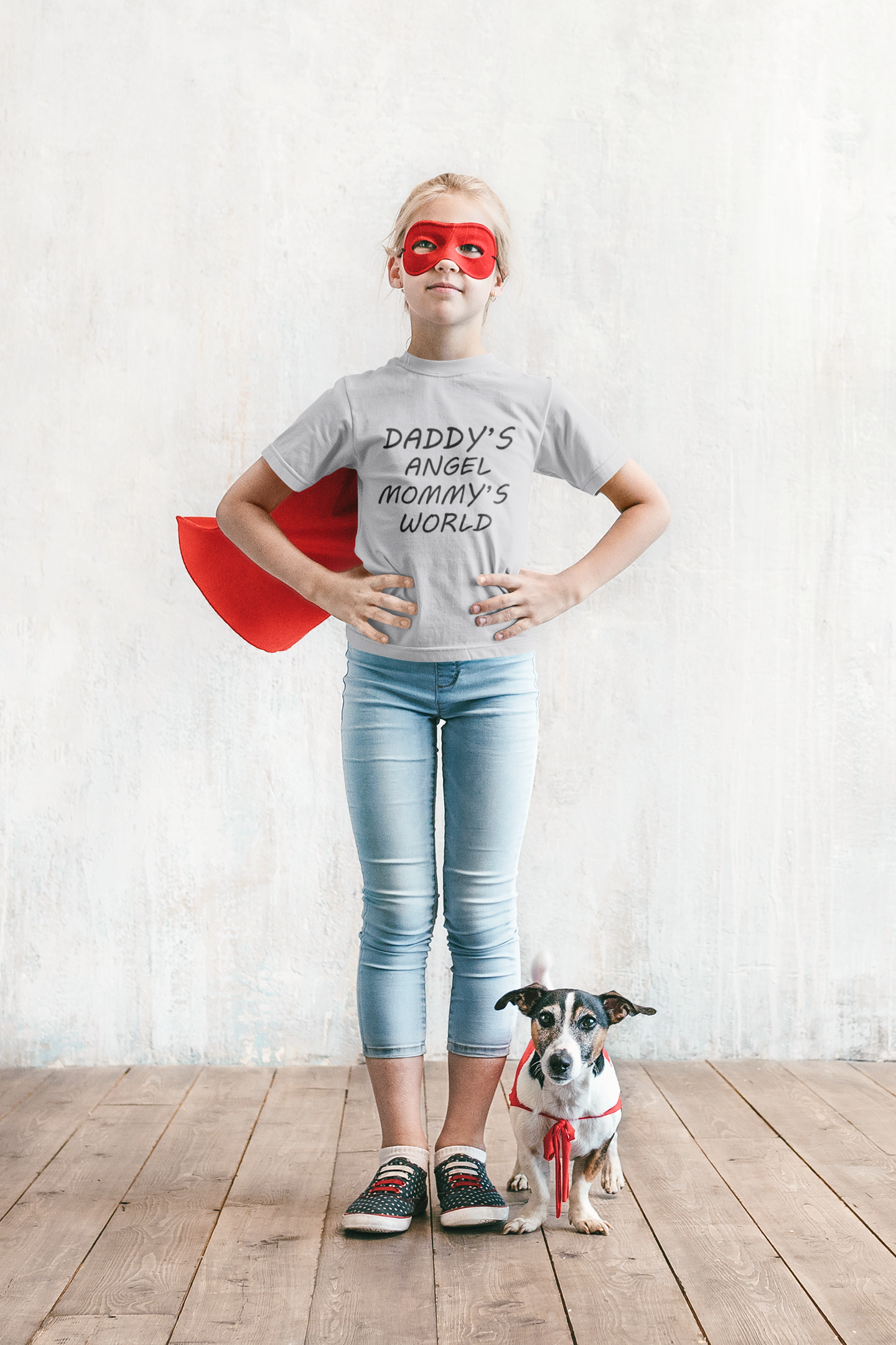 Daddys Angel Mommys World Half Sleeves T-Shirt For Girls -FunkyTeesClub