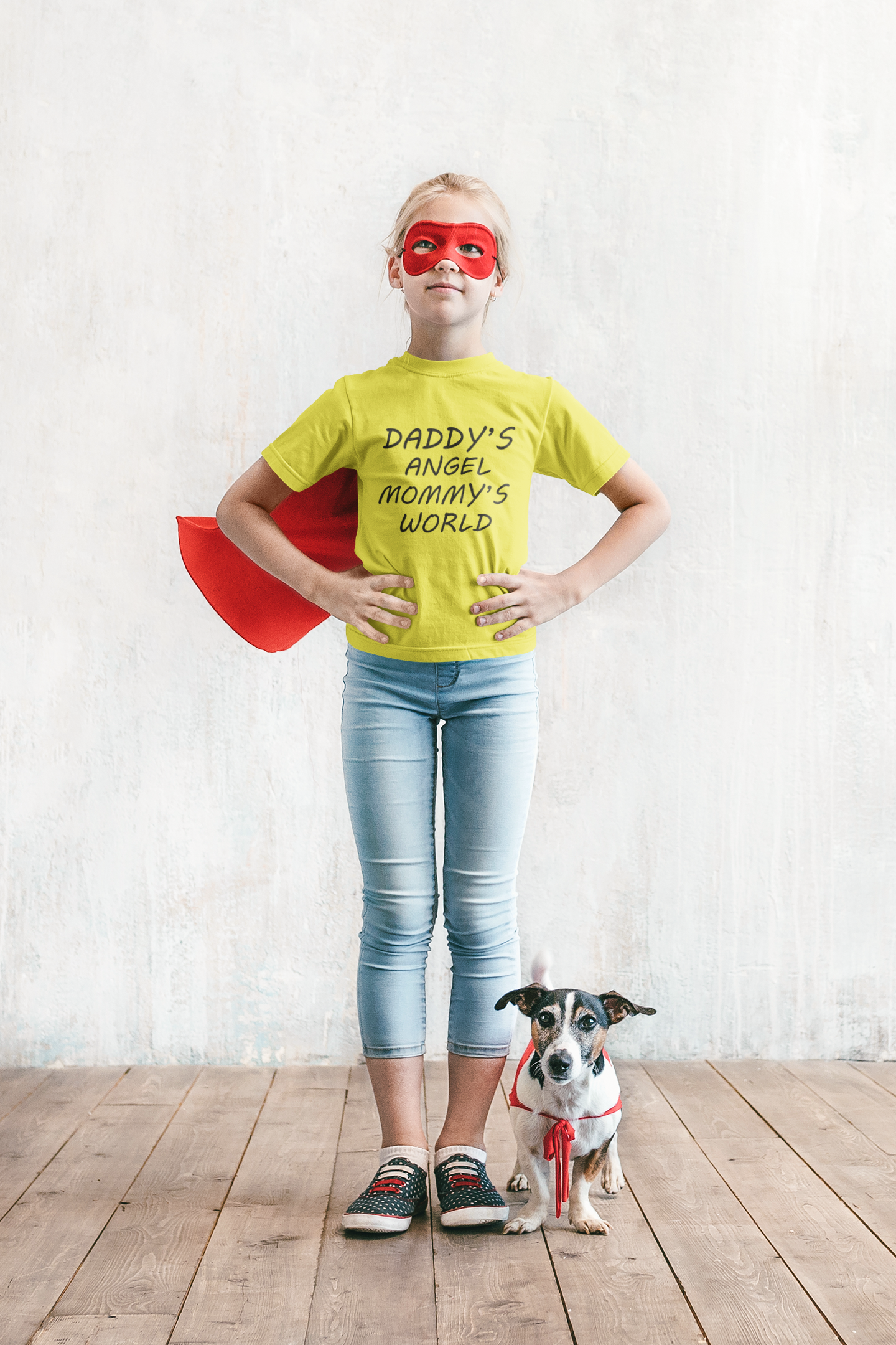 Daddys Angel Mommys World Half Sleeves T-Shirt For Girls -FunkyTeesClub