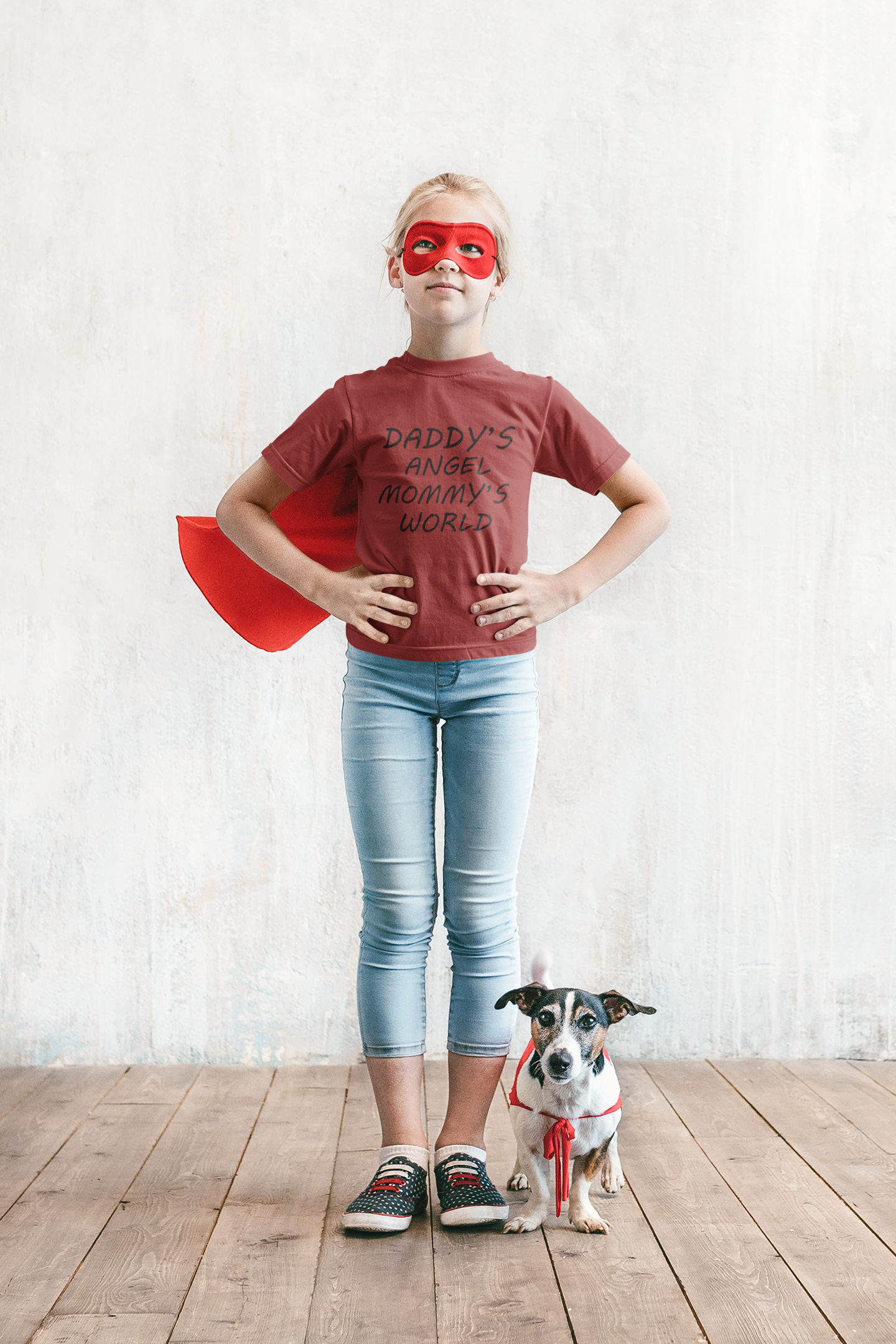Daddys Angel Mommys World Half Sleeves T-Shirt For Girls -FunkyTeesClub