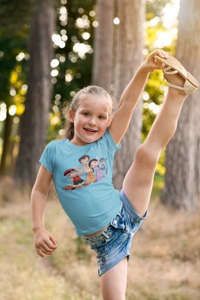 Cute Cartoon Half Sleeves T-Shirt For Girls -FunkyTeesClub