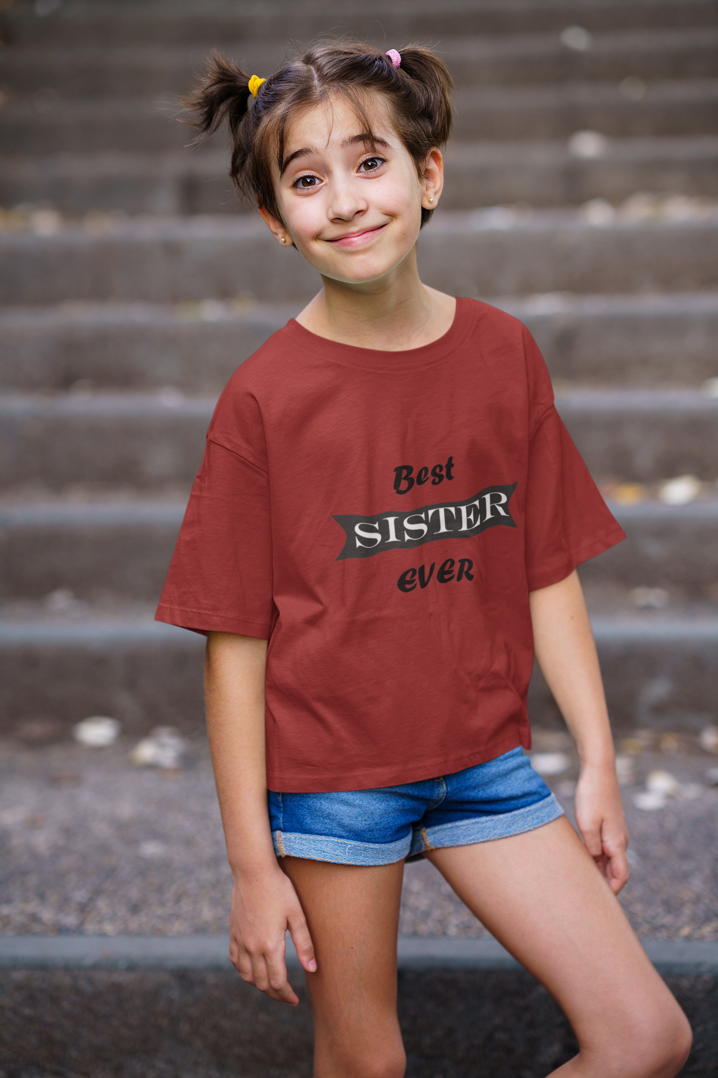 Best Sister Ever Half Sleeves T-Shirt For Girls -FunkyTeesClub
