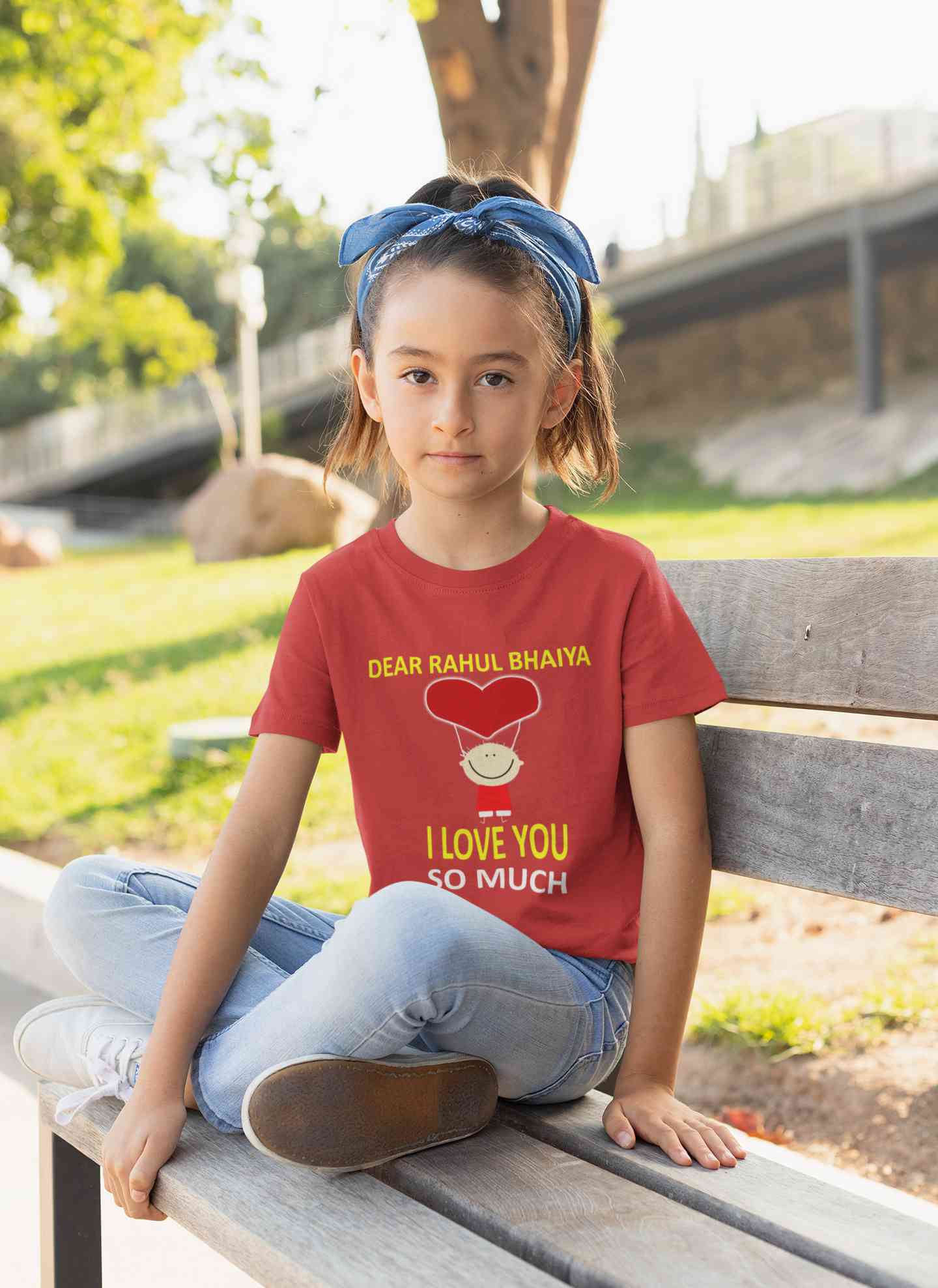 Custom Name I love My Bhaiya So Much Half Sleeves T-Shirt For Girls -FunkyTeesClub
