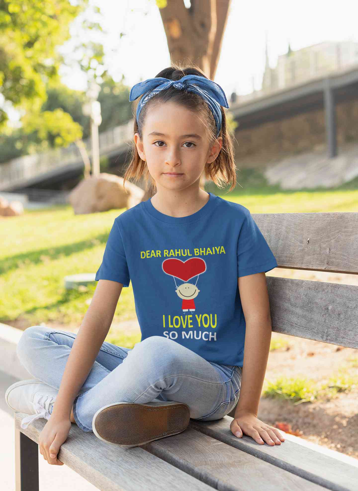 Custom Name I love My Bhaiya So Much Half Sleeves T-Shirt For Girls -FunkyTeesClub