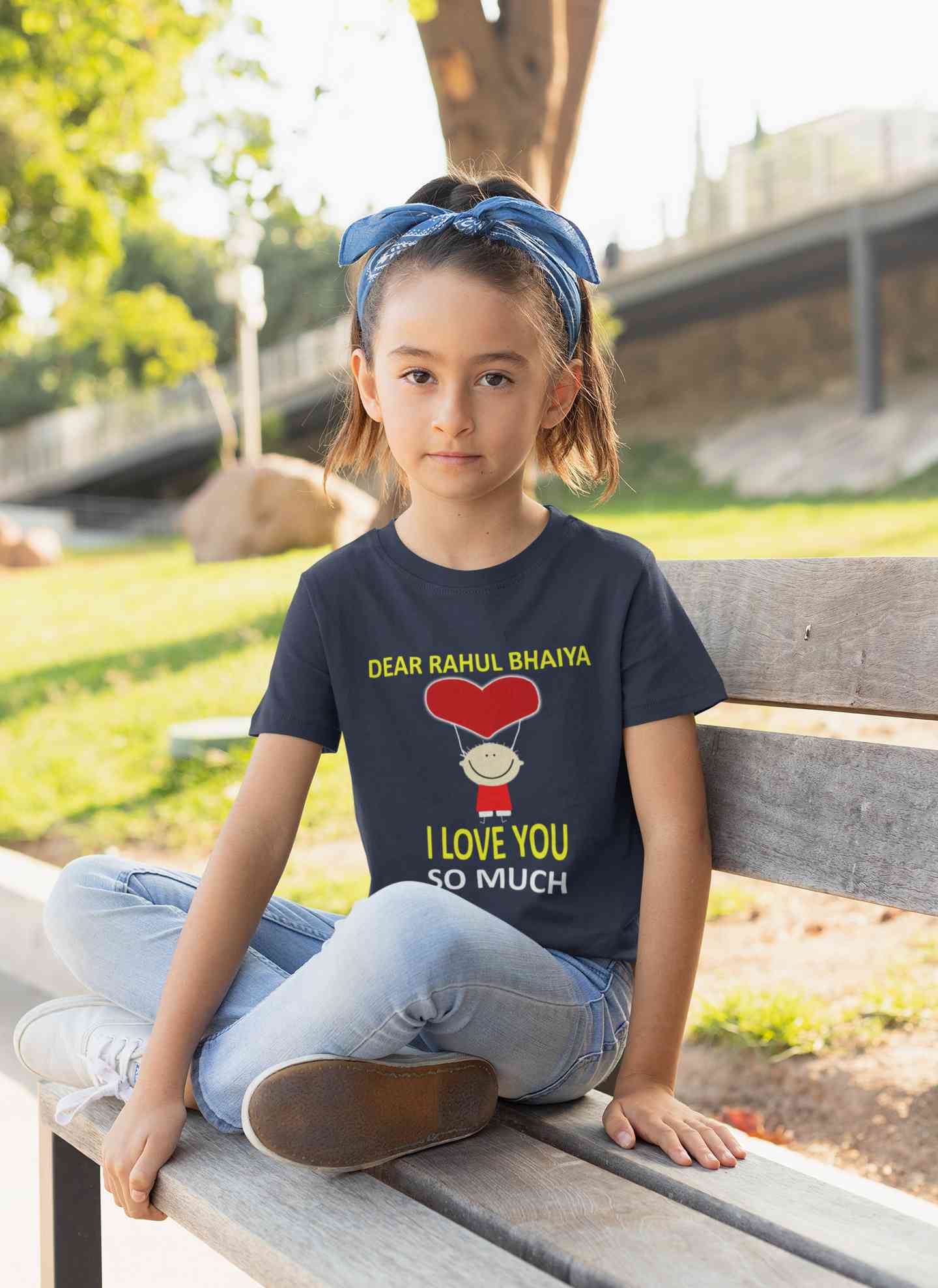 Custom Name I love My Bhaiya So Much Half Sleeves T-Shirt For Girls -FunkyTeesClub