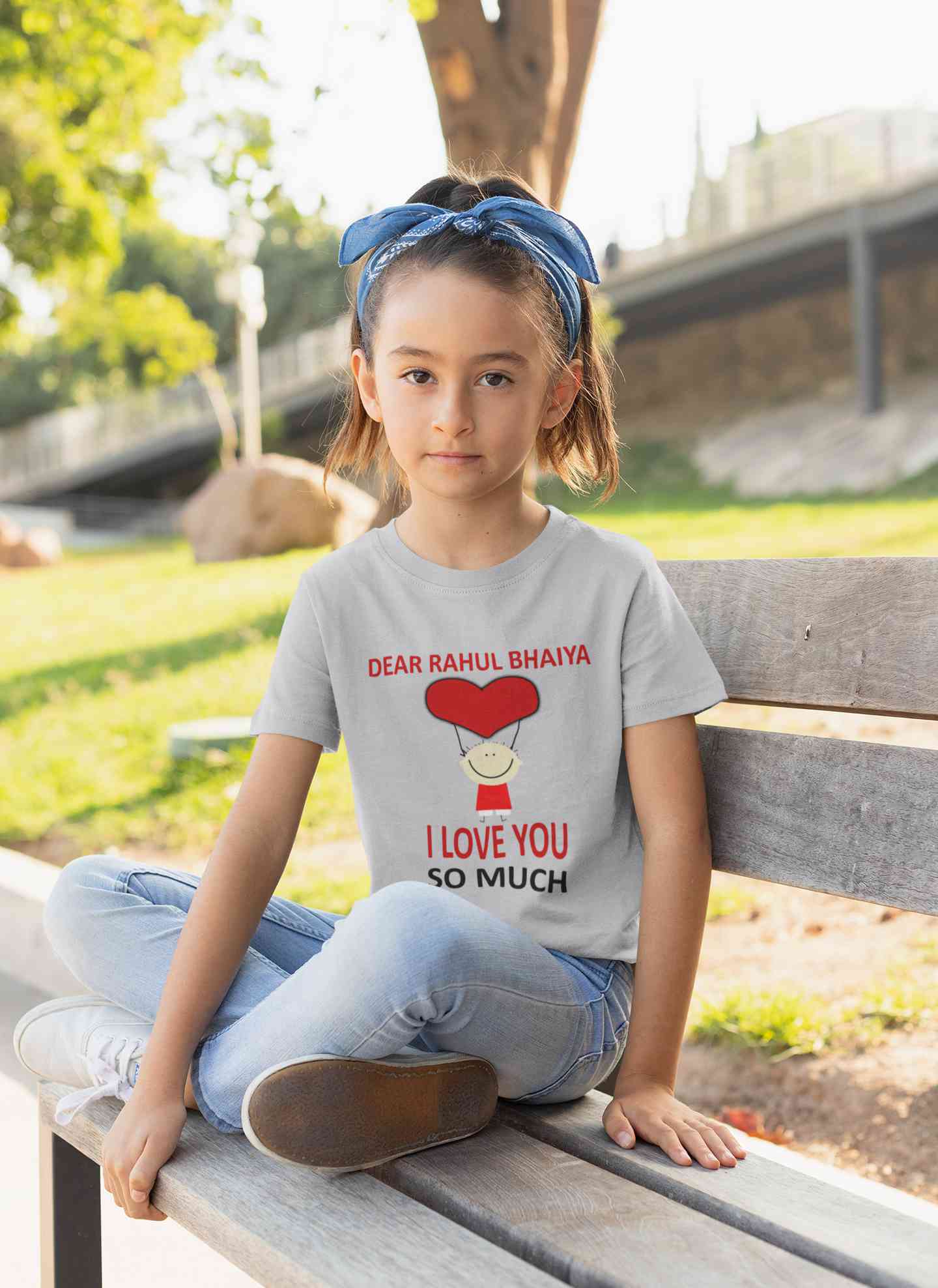 Custom Name I love My Bhaiya So Much Half Sleeves T-Shirt For Girls -FunkyTeesClub