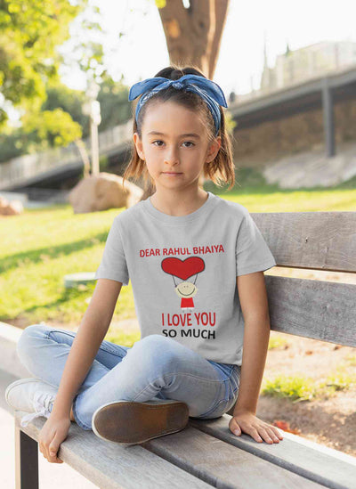 Custom Name I love My Bhaiya So Much Half Sleeves T-Shirt For Girls -FunkyTeesClub