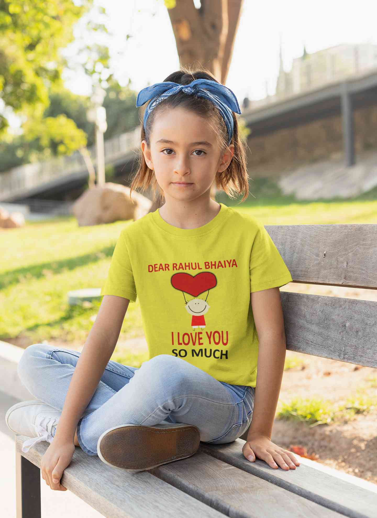Custom Name I love My Bhaiya So Much Half Sleeves T-Shirt For Girls -FunkyTeesClub