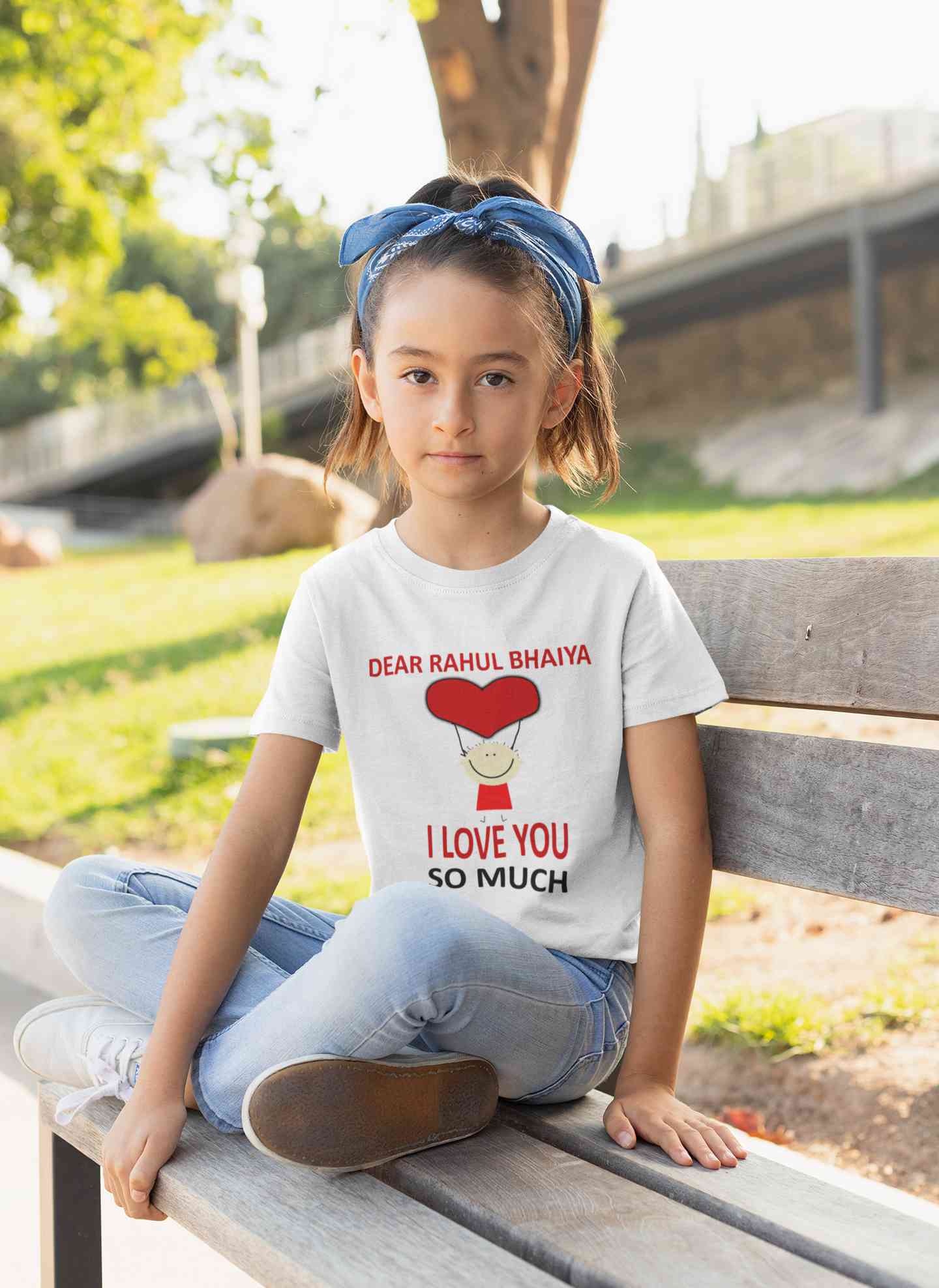 Custom Name I love My Bhaiya So Much Half Sleeves T-Shirt For Girls -FunkyTeesClub