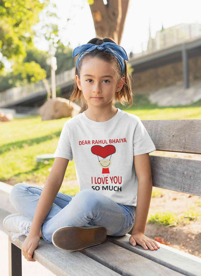 Custom Name I love My Bhaiya So Much Half Sleeves T-Shirt For Girls -FunkyTeesClub