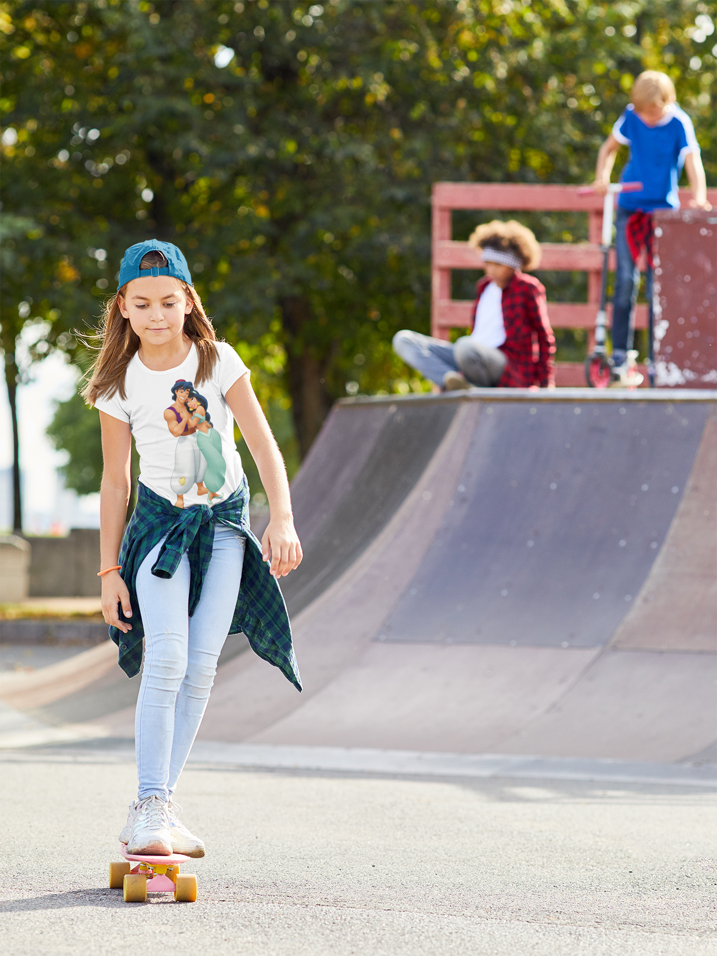 Cute Cartoon Half Sleeves T-Shirt For Girls -FunkyTeesClub