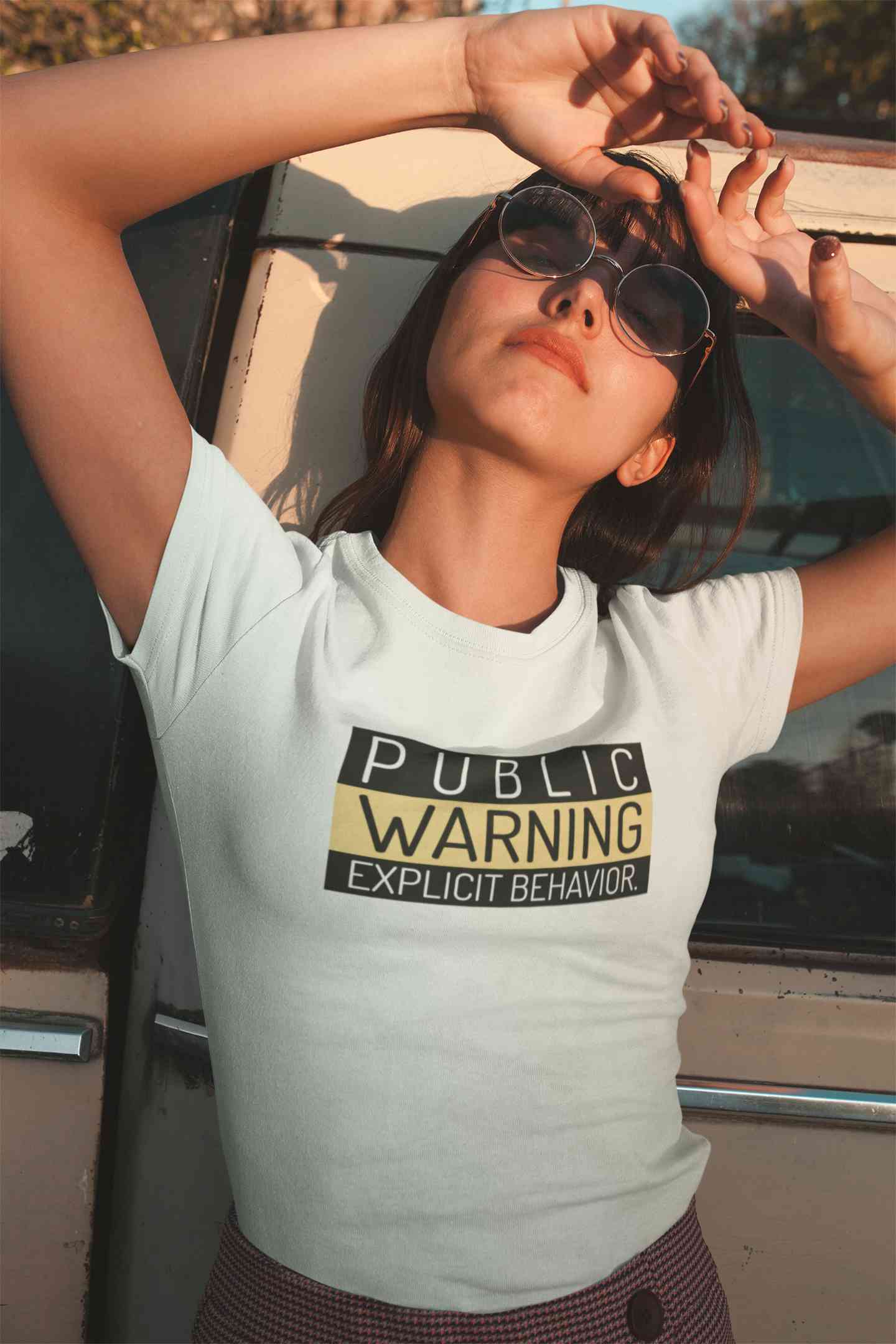 Public Warning Quotes Women Half Sleeves T-shirt- FunkyTeesClub