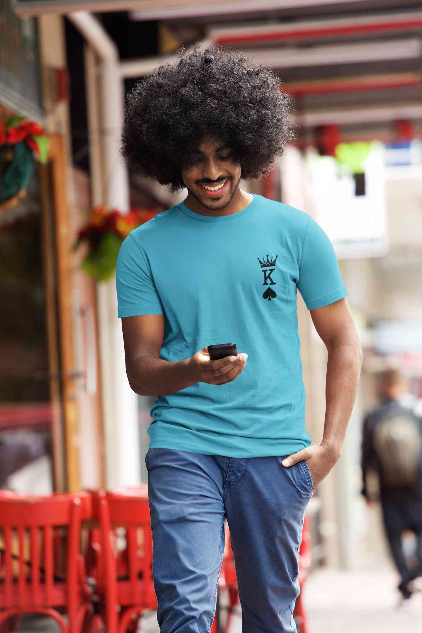 Herren Krone King Of Spades Poker Side Pocket Mens Half Sleeves T-shirt- FunkyTeesClub