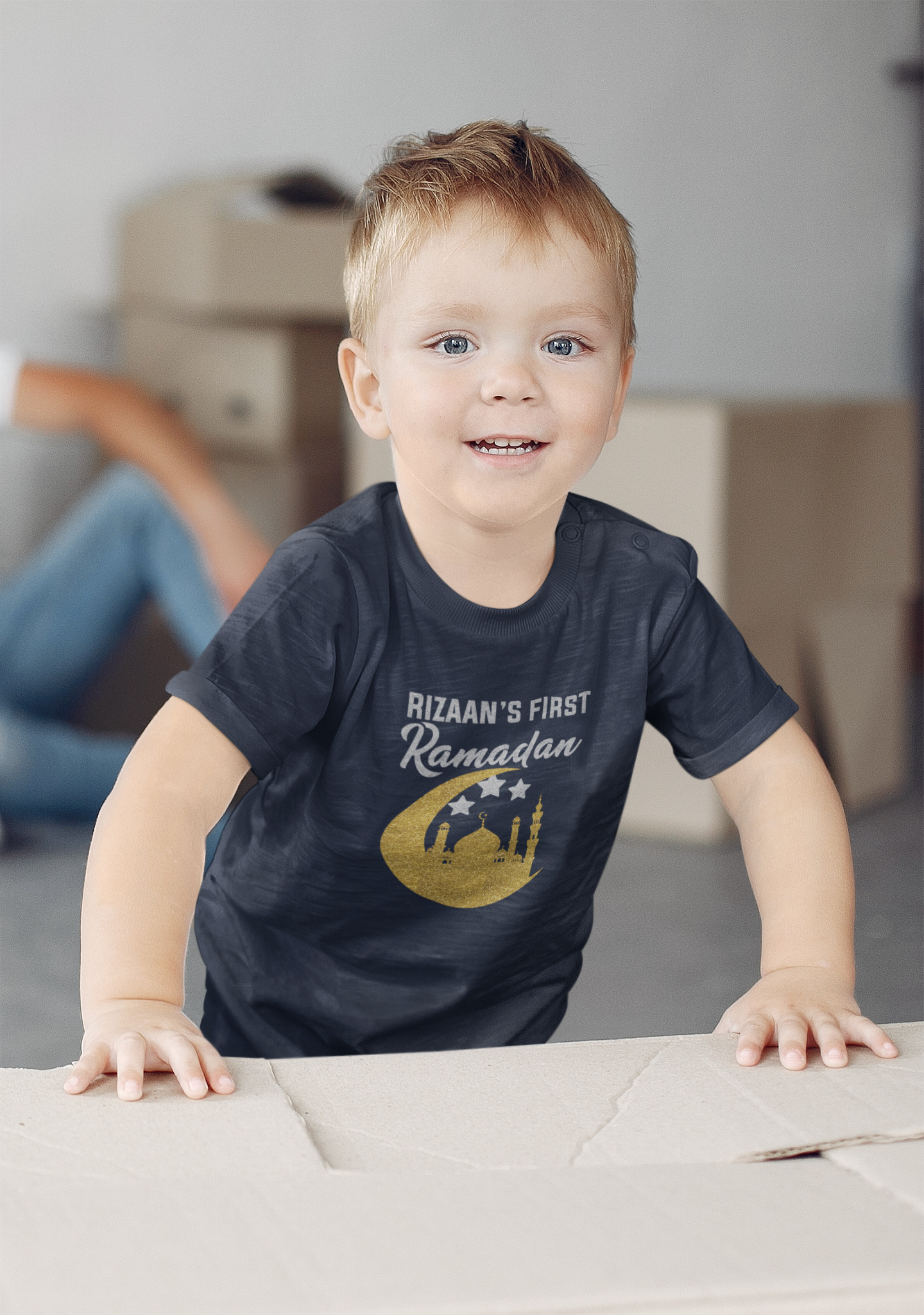 Custom Name First Ramadan Eid Half Sleeves T-Shirt for Boy-FunkyTeesClub