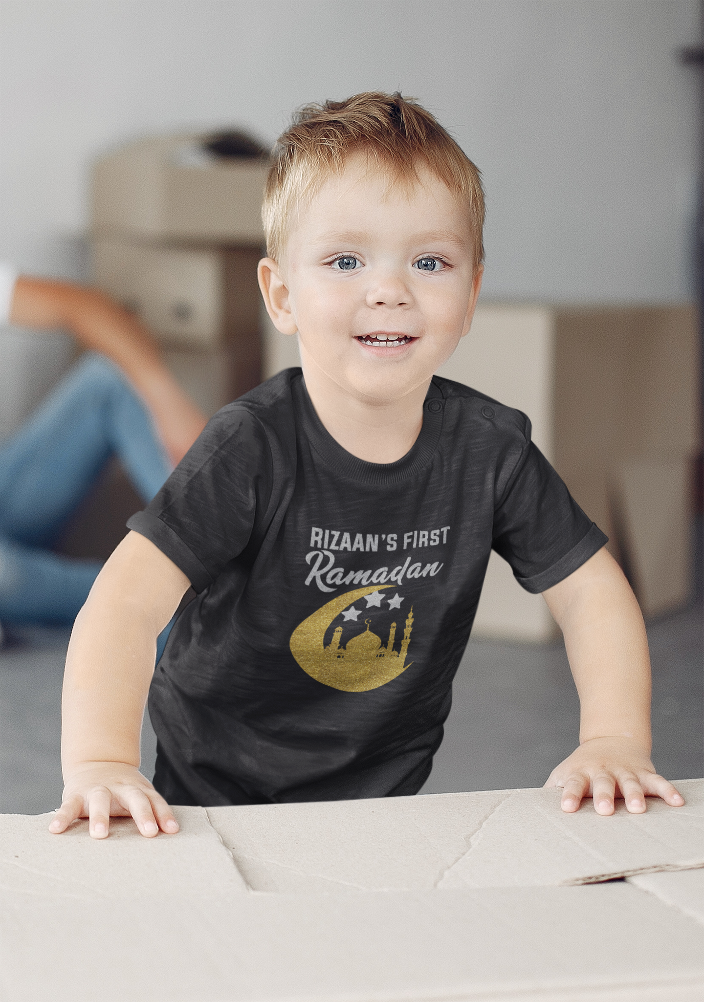Custom Name First Ramadan Eid Half Sleeves T-Shirt for Boy-FunkyTeesClub