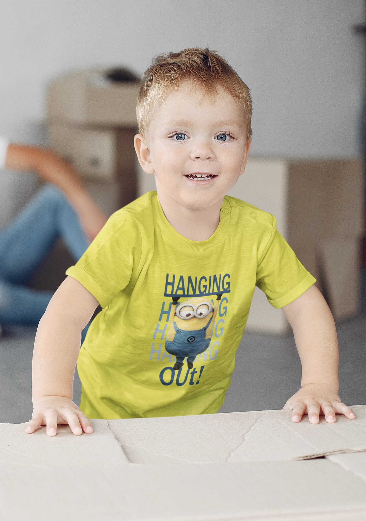 Hanging Out Minion Half Sleeves T-Shirt for Boy-FunkyTeesClub