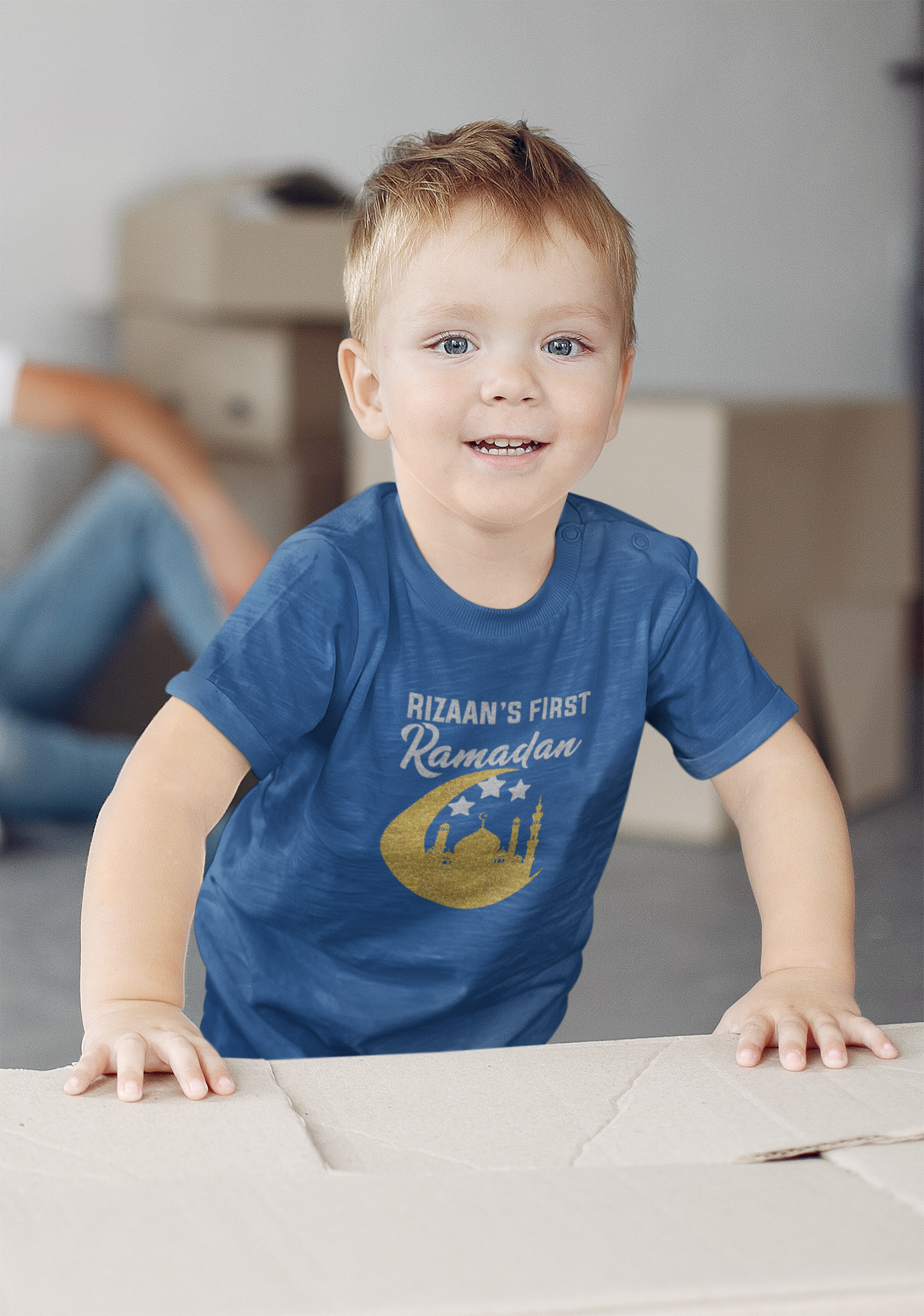 Custom Name First Ramadan Eid Half Sleeves T-Shirt for Boy-FunkyTeesClub