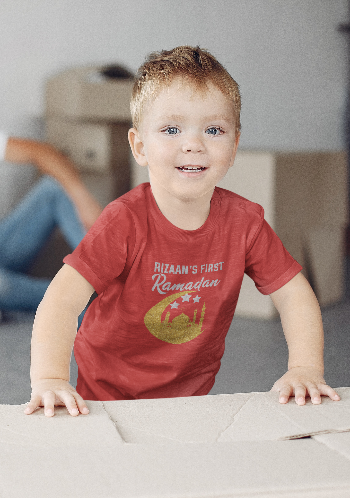 Custom Name First Ramadan Eid Half Sleeves T-Shirt for Boy-FunkyTeesClub