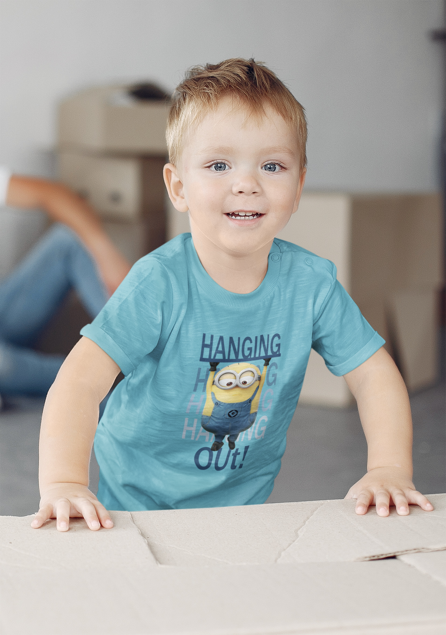 Hanging Out Minion Half Sleeves T-Shirt for Boy-FunkyTeesClub