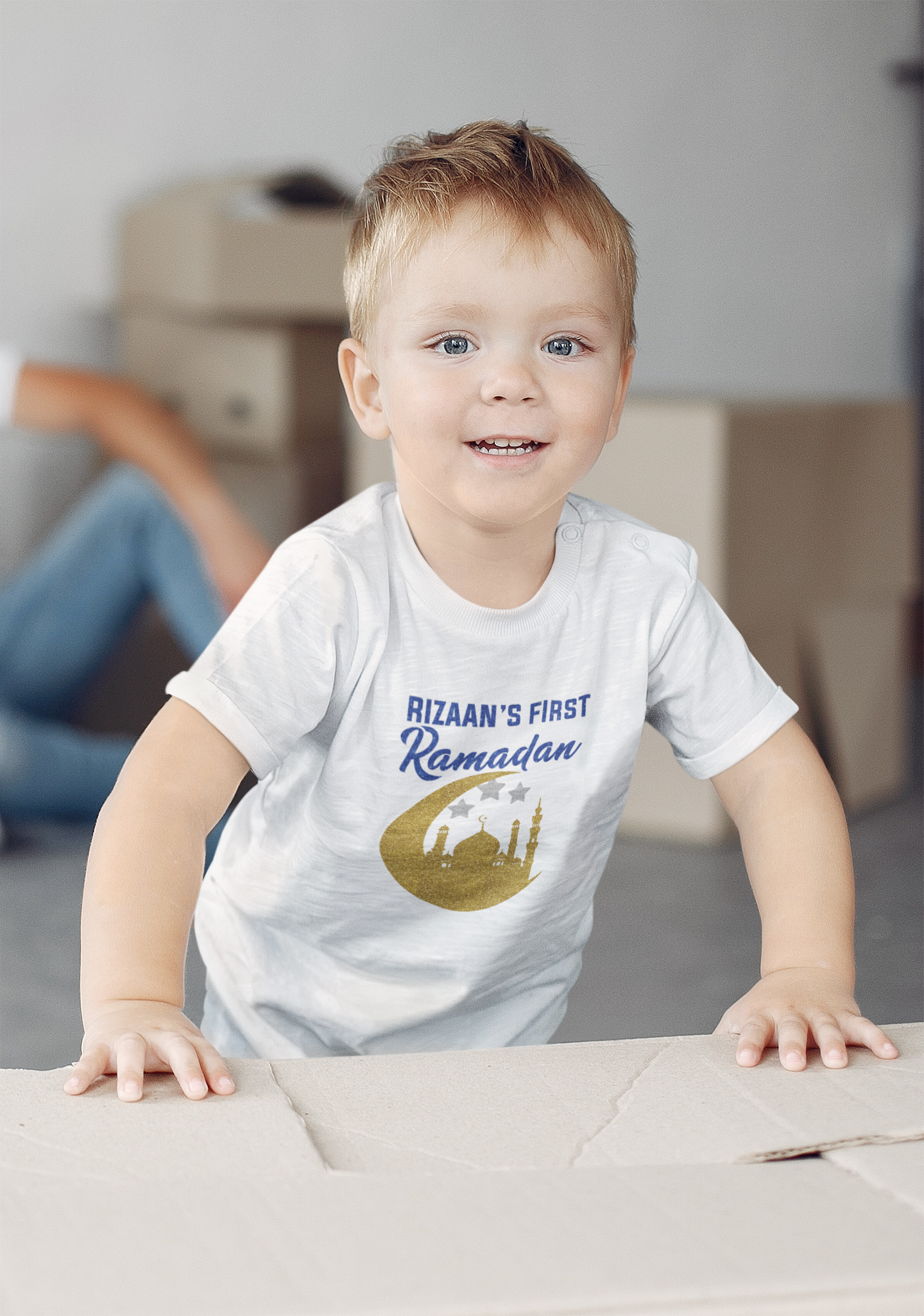 Custom Name First Ramadan Eid Half Sleeves T-Shirt for Boy-FunkyTeesClub