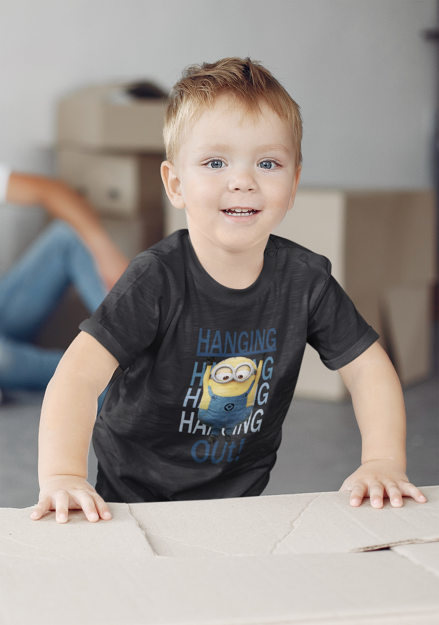 Hanging Out Minion Half Sleeves T-Shirt for Boy-FunkyTeesClub