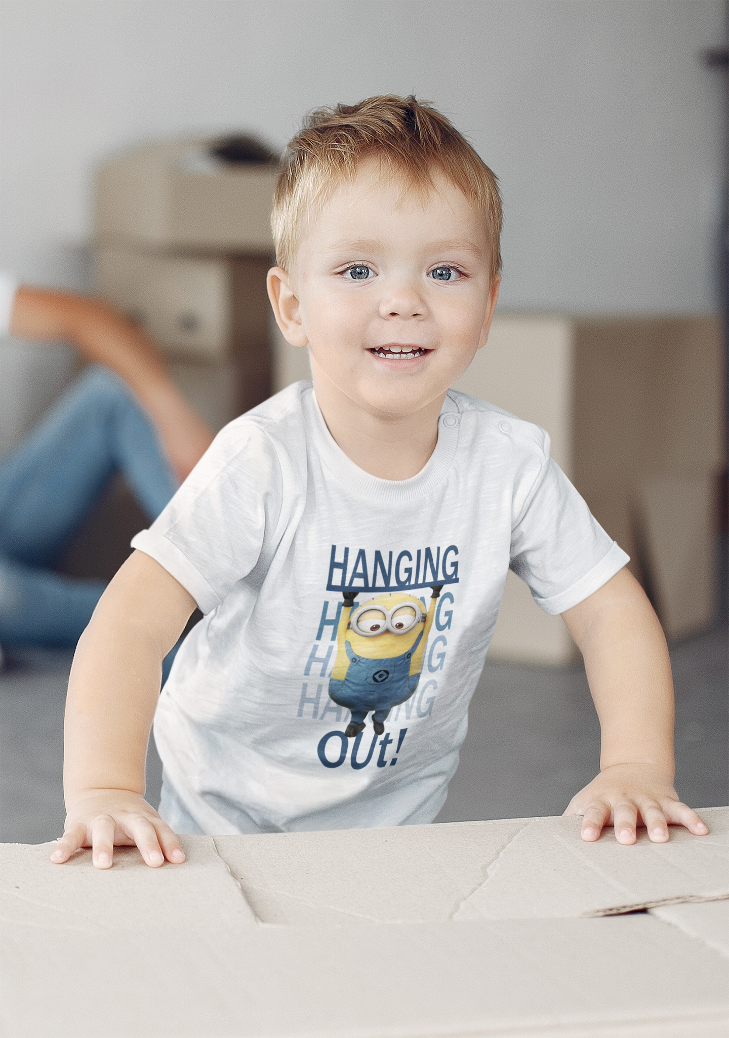 Hanging Out Minion Half Sleeves T-Shirt for Boy-FunkyTeesClub