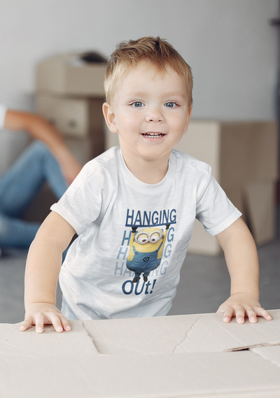 Hanging Out Minion Half Sleeves T-Shirt for Boy-FunkyTeesClub