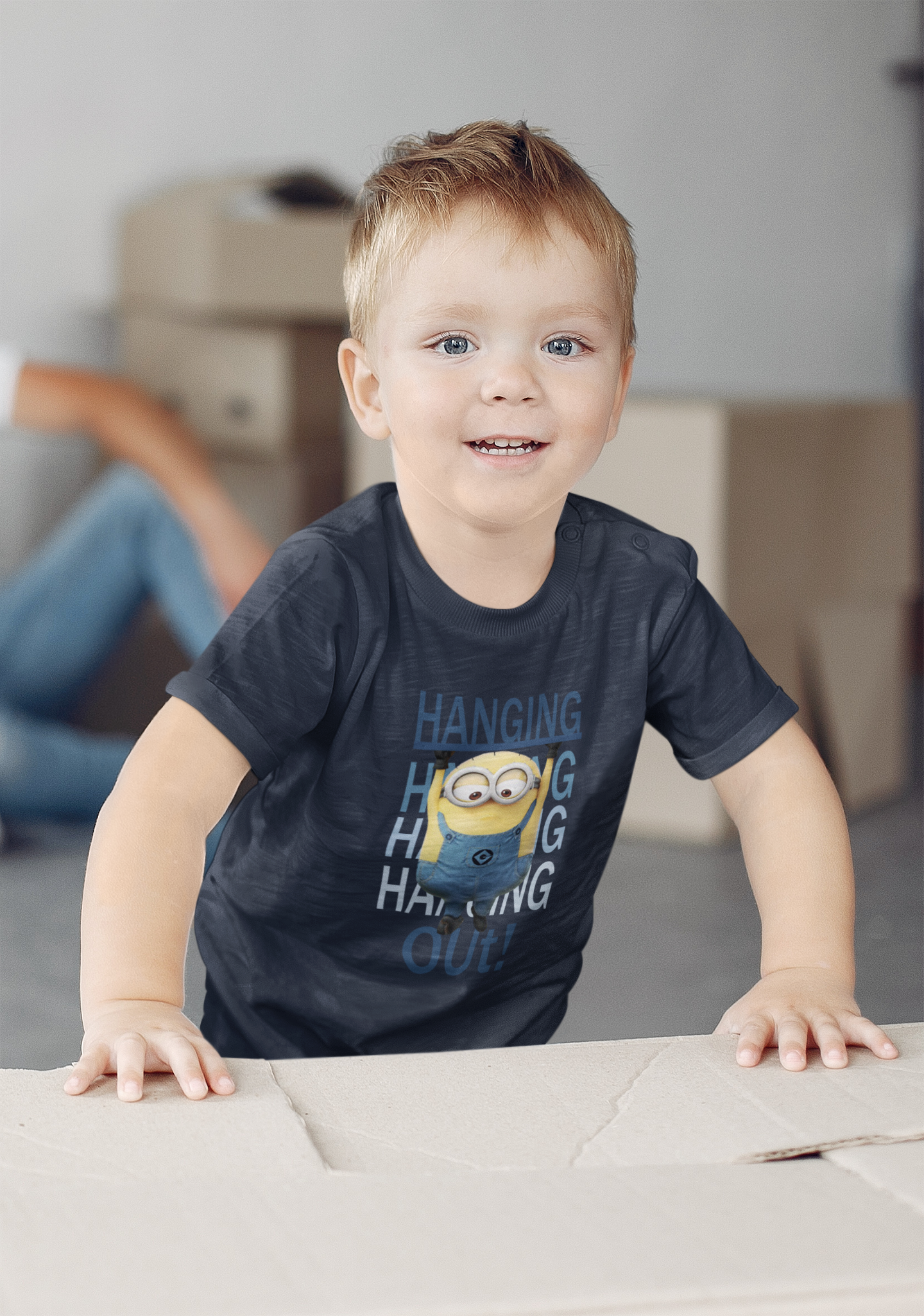 Hanging Out Minion Half Sleeves T-Shirt for Boy-FunkyTeesClub