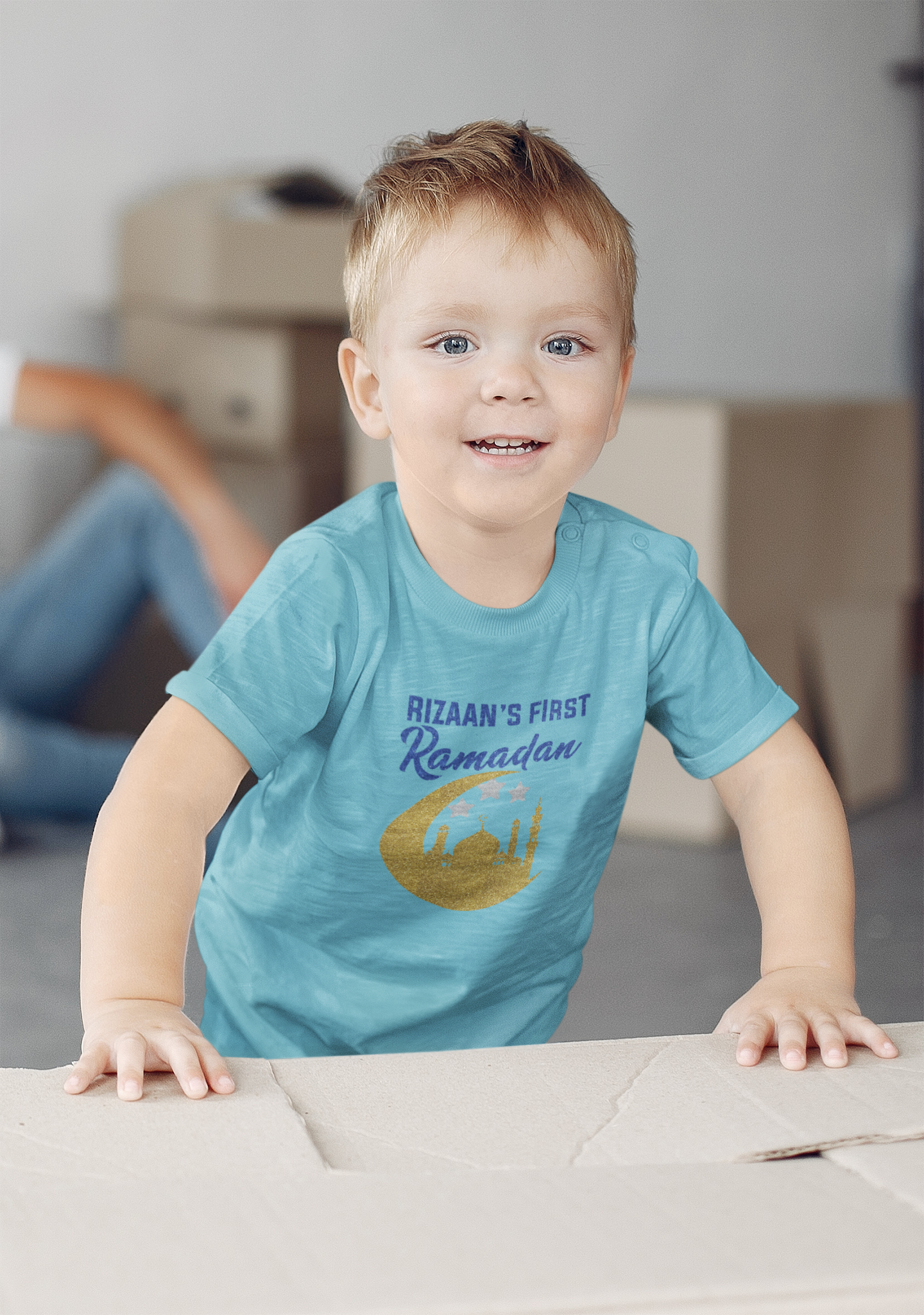 Custom Name First Ramadan Eid Half Sleeves T-Shirt for Boy-FunkyTeesClub