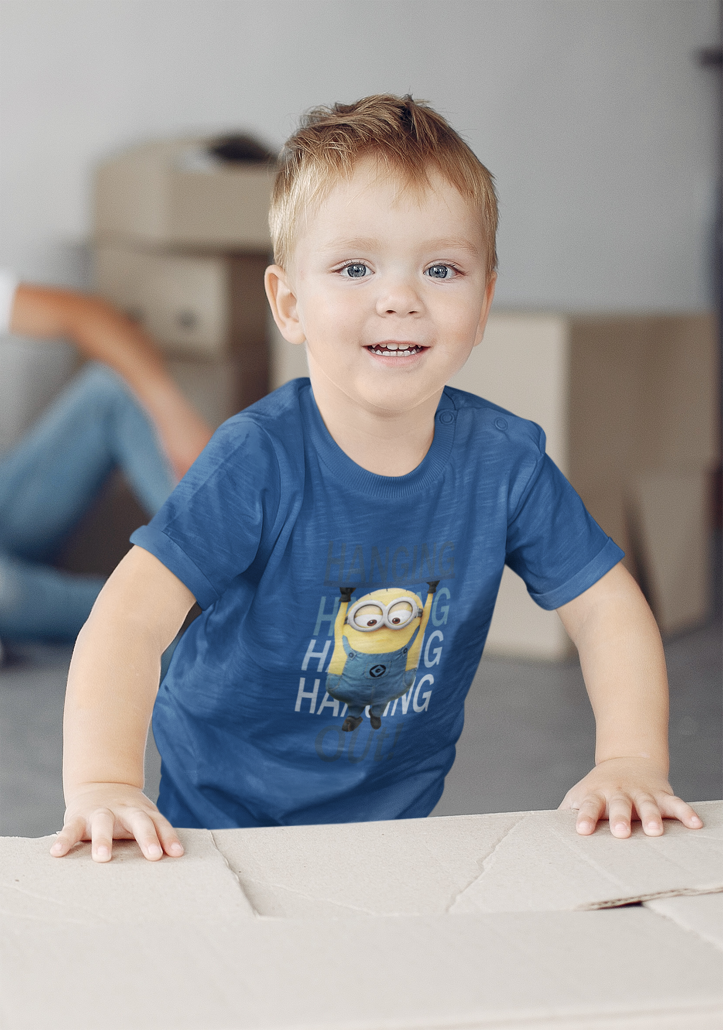 Hanging Out Minion Half Sleeves T-Shirt for Boy-FunkyTeesClub