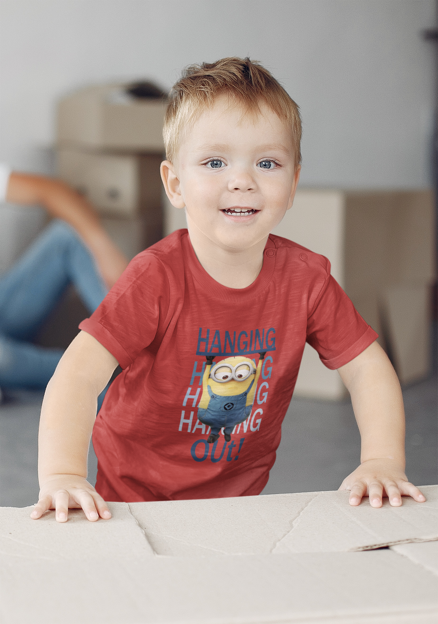 Hanging Out Minion Half Sleeves T-Shirt for Boy-FunkyTeesClub