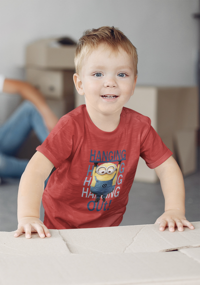 Hanging Out Minion Half Sleeves T-Shirt for Boy-FunkyTeesClub