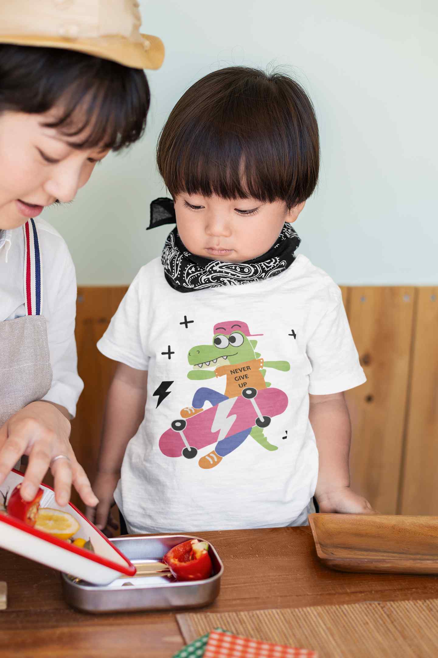 Skateboard Crocodile Cartoon Half Sleeves T-Shirt for Boy-FunkyTeesClub