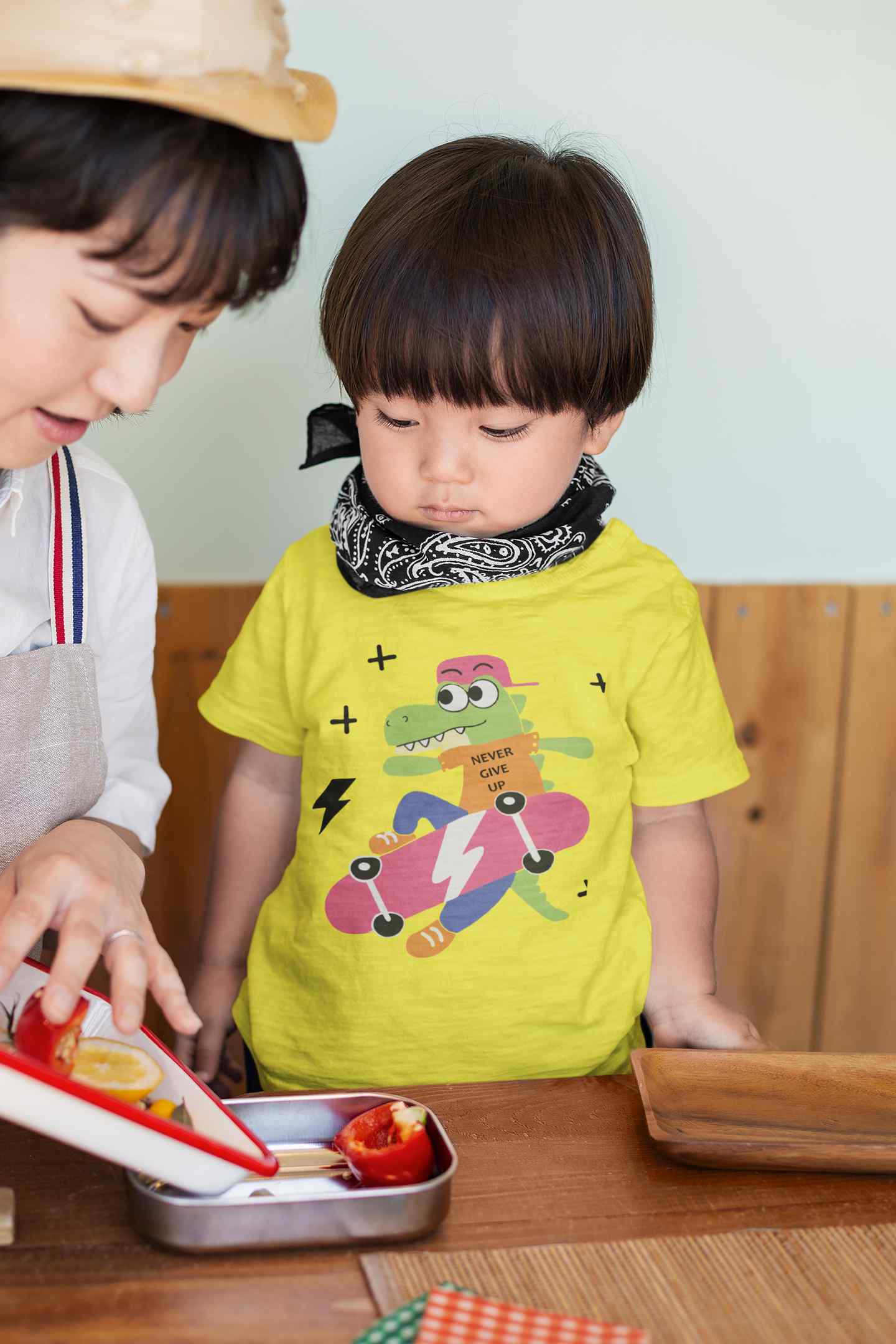 Skateboard Crocodile Cartoon Half Sleeves T-Shirt for Boy-FunkyTeesClub