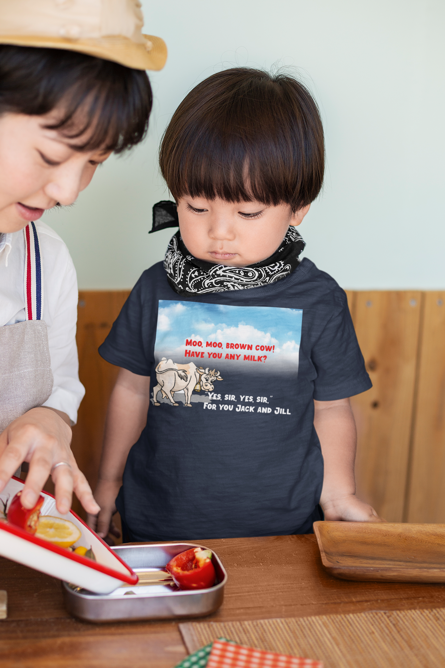 Moo Moo Brown Cow Poem Half Sleeves T-Shirt for Boy-FunkyTeesClub