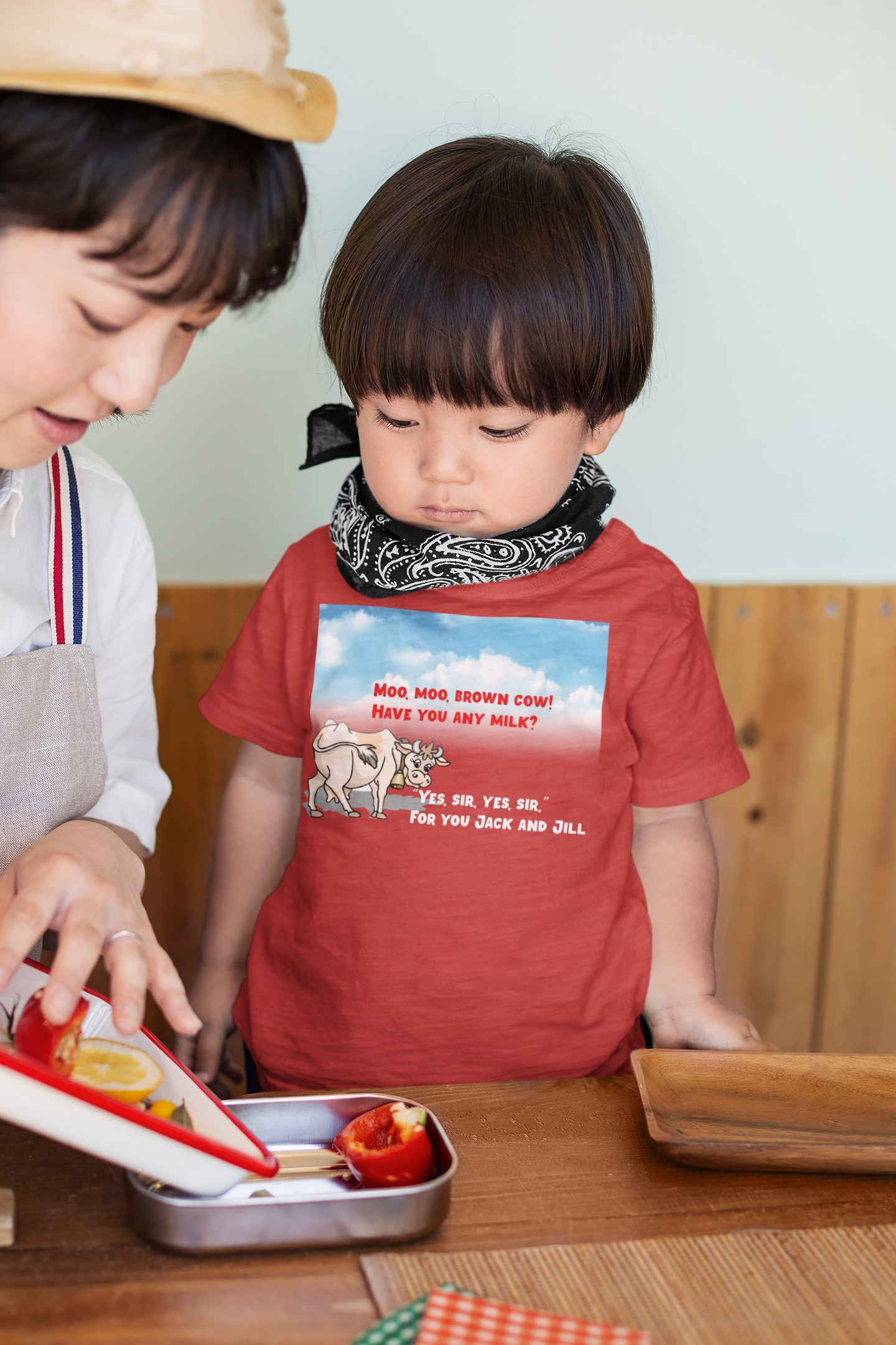 Moo Moo Brown Cow Poem Half Sleeves T-Shirt for Boy-FunkyTeesClub