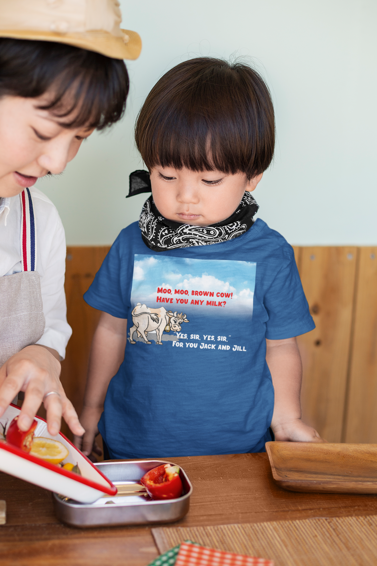 Moo Moo Brown Cow Poem Half Sleeves T-Shirt for Boy-FunkyTeesClub